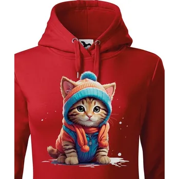 Dámská mikina Dámská mikina Koťátko v oblečku, Barva Červená, Velikost XL, Canvas Dámská mikina Bezvatriko.cz 2166 - 1x