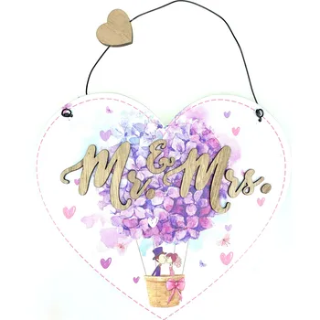 Obraz Nekupto Cedulka velká Mr. & Mrs. 17 x 15 x 0,5 cm