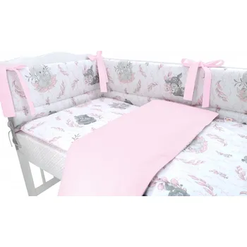 mantinel do postýlky BABY NELLYS 3-dílná sada Mantinel s povlečením, LULU, růžová Velikost povlečení: 135x100