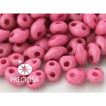 Dětské navlékací korálky Korálky/rokajl TWIN (dvoudírkový) - růžová tmavá > 2,5x5 mm (10g)