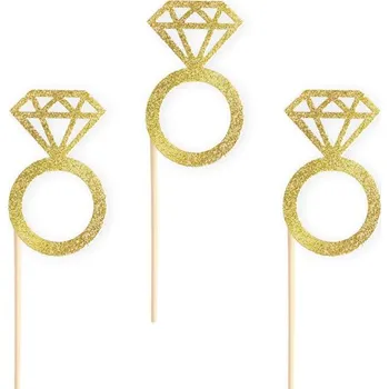 Dortová svíčka Zápichy na dort rozlučka se svobodou zlatý prsten 6 ks