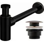 HOPA - Umyvadlový kovový sifon s click/clack zátkou, univerzální, černá s patinou BAHA8536