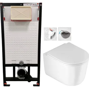 Klozet DEANTE Podomítkový rám, pro závěsné WC mísy bez tlačítka + WC DEANTE Jasmin se sedátkem RIMLESS CST_WC01 X JA1