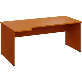 Psací stůl LR 28 - 184 stůl kancelářský, rohový, levý, dřevěná podnož, deska 25 mm, široký 1800 mm, třešeň šumavská