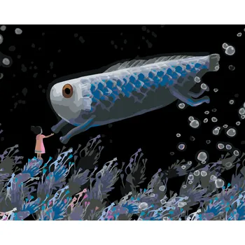 ZUTY Malování podle čísel - HOLČIČKA S OBŘÍ RYBOU Rozměr: 40x50 cm, Rámování: bez rámu a bez vypnutí plátna