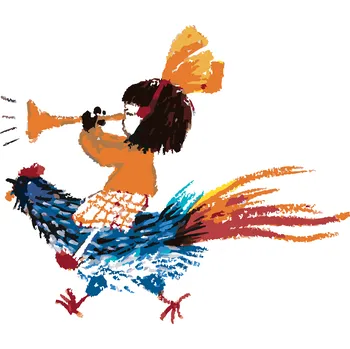 ZUTY Malování podle čísel - HOLČIČKA SEDÍCÍ NA KOHOUTOVI Rozměr: 40x50 cm, Rámování: bez rámu a bez vypnutí plátna