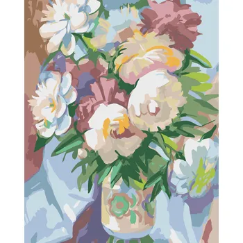 ZUTY Malování podle čísel - PIVOŇKY V MALOVANÉ VÁZE Rozměr: 40x50 cm, Rámování: bez rámu a bez vypnutí plátna