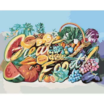 ZUTY Malování podle čísel - KOŠÍK, OVOCE A ZELENINA (D. RUSTY RUST) Rozměr: 40x50 cm, Rámování: bez rámu a bez vypnutí plátna