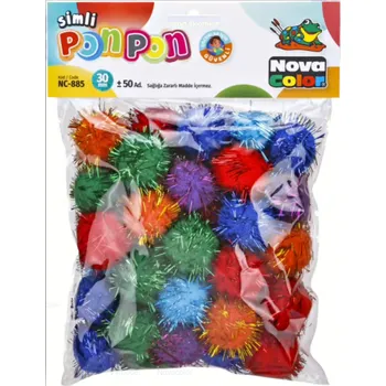 Party dekorace Pompony-plyšové mix barev glittrové 30mm/50ks