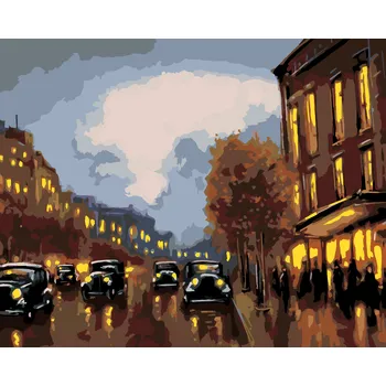 ZUTY Malování podle čísel - NOČNÍ PROJÍŽĎKA S AUTY Rozměr: 40x50 cm, Rámování: bez rámu a bez vypnutí plátna