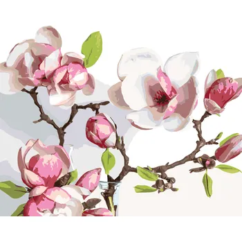 ZUTY Malování podle čísel - JARNÍ KVETOUCÍ MAGNÓLIE Rozměr: 40x50 cm, Rámování: bez rámu a bez vypnutí plátna