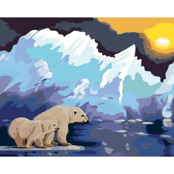 ZUTY Malování podle čísel - LEDNÍ MEDVĚD NA LEDĚ A LEDOVEC (D. RUSTY RUST) Rozměr: 40x50 cm, Rámování: bez rámu a bez vypnutí plátna