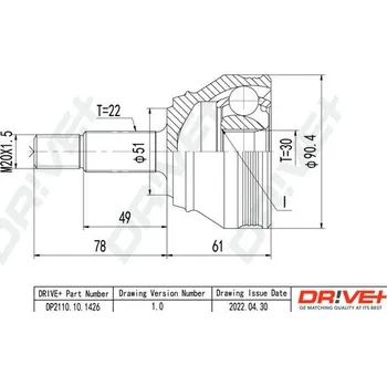Hřídel nápravy Sada kloubu hnacího hřídele DRIVE+ DP2110.10.1426