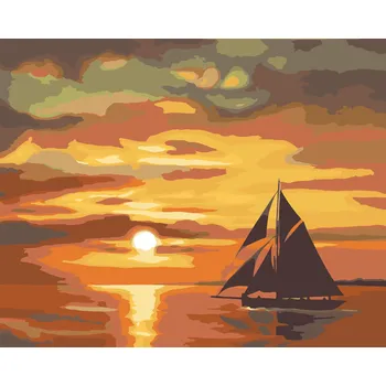 ZUTY Malování podle čísel - TMAVÁ PLACHETNICE ZA SOUMRAKU (D. RUSTY RUST) Rozměr: 40x50 cm, Rámování: vypnuté plátno na rám