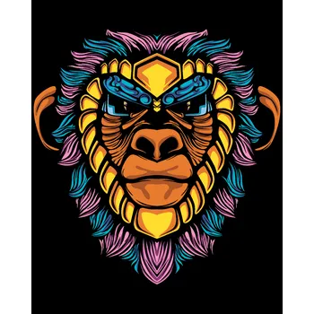 ZUTY Malování podle čísel - ABSTRAKTNÍ BAREVNÁ GORILA Rozměr: 40x50 cm, Rámování: bez rámu a bez vypnutí plátna