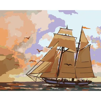 ZUTY Malování podle čísel - PLACHETNICE, PTÁCI A ČERVÁNKY (D. RUSTY RUST) Rozměr: 40x50 cm, Rámování: vypnuté plátno na rám