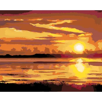 ZUTY Malování podle čísel - ZÁPAD SLUNCE NAD ŘEKOU (D. RUSTY RUST) Rozměr: 40x50 cm, Rámování: bez rámu a bez vypnutí plátna