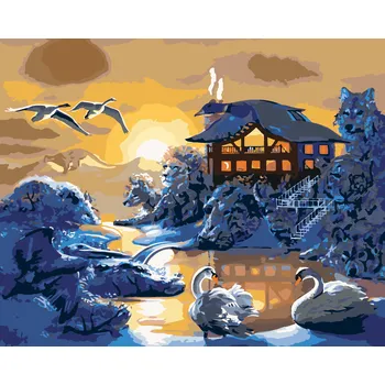 ZUTY Malování podle čísel - ZVÍŘATA U DOMU A ZÁPAD SLUNCE (D. RUSTY RUST) Rozměr: 40x50 cm, Rámování: bez rámu a bez vypnutí plátna