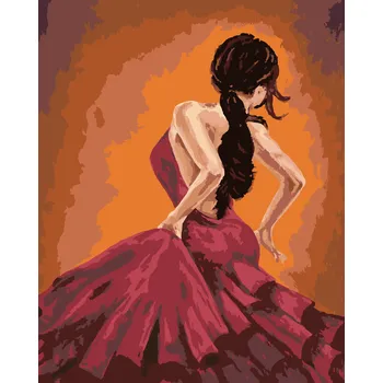 ZUTY Malování podle čísel - TANEČNICE TANČÍCÍ FLAMENCO Rozměr: 40x50 cm, Rámování: bez rámu a bez vypnutí plátna