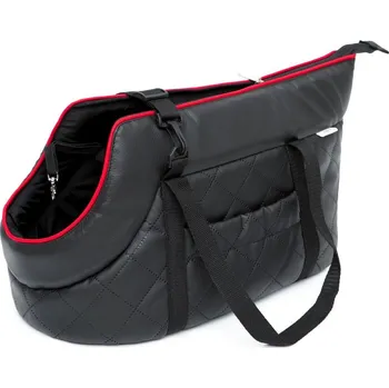 Pelíšek pro psa HobbyDog Taška pro psa cestovní - černá eko kůže Velikost: R3 - 30 x 58 cm