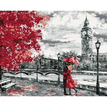 ZUTY Malování podle čísel - MILUJÍCÍ PÁR V LONDÝNĚ Rozměr: 40x50 cm, Rámování: bez rámu a bez vypnutí plátna