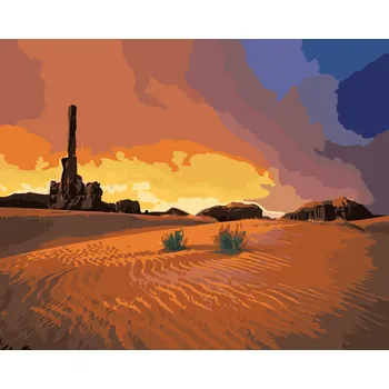 ZUTY Malování podle čísel - POUŠTNÍ KRAJINA (DENNIS FRATES) Rozměr: 40x50 cm, Rámování: bez rámu a bez vypnutí plátna