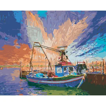 ZUTY Malování podle čísel - ITALSKÁ RYBÁŘSKÁ LOĎ V ITÁLII Rozměr: 40x50 cm, Rámování: bez rámu a bez vypnutí plátna