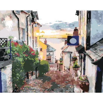 ZUTY Malování podle čísel - ULIČKA NA POBŘEŽÍ DEVONU Rozměr: 80x100 cm, Rámování: bez rámu a bez vypnutí plátna