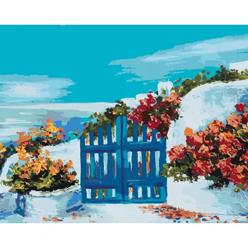 ZUTY Malování podle čísel - ZAHRÁDKA NA SANTORINI Rozměr: 40x50 cm, Rámování: bez rámu a bez vypnutí plátna