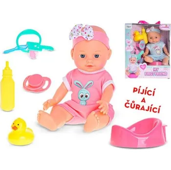 Panenka Miminko 26cm pijící a čůrající s nočníkem a doplňky, 2 barvy