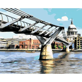 Hračka ZUTY Malování podle čísel - MILLENNIUM BRIDGE V LONDÝNĚ Rozměr: 40x50 cm, Rámování: bez rámu a bez vypnutí plátna