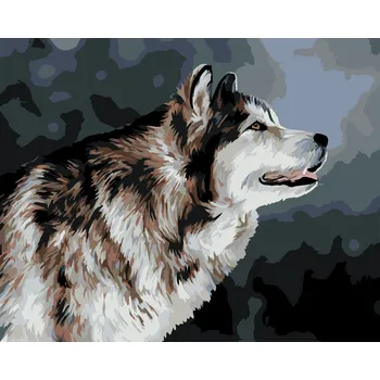ZUTY Malování podle čísel - VYHLÍŽEJÍCÍ HUSKY Rozměr: 40x50 cm, Rámování: vypnuté plátno na rám