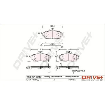 Brzdová destička Sada brzdových destiček, kotoučová brzda DRIVE+ DP1010.10.0011