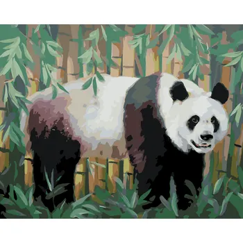 ZUTY Malování podle čísel - PANDA A BAMBUS (D. RUSTY RUST) Rozměr: 40x50 cm, Rámování: bez rámu a bez vypnutí plátna