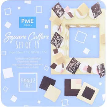 Vykrajovátko PME Sada nerezových vykrajovátek - čtverec 19 ks
