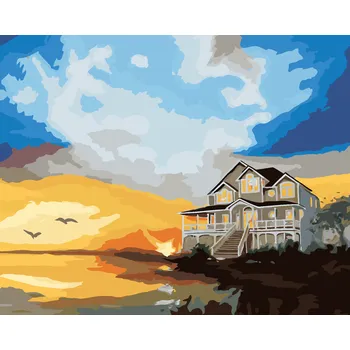 ZUTY Malování podle čísel - DŮM U VODY A ČERVÁNKY (D. RUSTY RUST) Rozměr: 40x50 cm, Rámování: bez rámu a bez vypnutí plátna