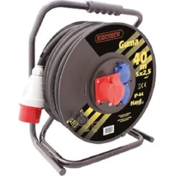 Elektrická zásuvka Elgotech Prodlužovací buben SPZD1-12-2,5-50G - H05RR-F 5x2,5 50m - 2x zásuvka 230V, 1x zásuvka 400V IP44