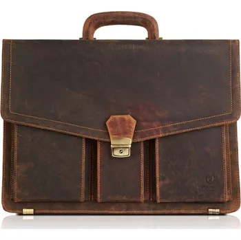 Pánská aktovka Paolo Peruzzi Pánská kožená aktovka Peruzzi VINTAGE; matná hnědá