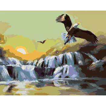 ZUTY Malování podle čísel - LOVÍCÍ OREL U SPLAVU (D. RUSTY RUST) Rozměr: 40x50 cm, Rámování: bez rámu a bez vypnutí plátna