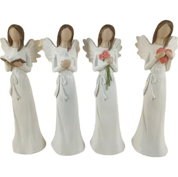 Vánoční dekorace Andílek stojící bílý 7 cm 4 ks