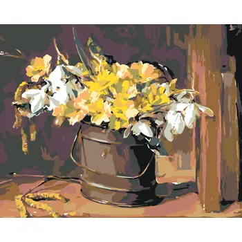 ZUTY Malování podle čísel - LUČNÍ KVÍTÍ V KYBLÍKU Rozměr: 40x50 cm, Rámování: bez rámu a bez vypnutí plátna