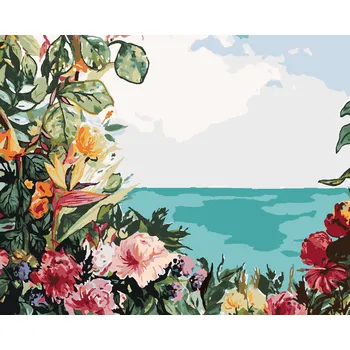 ZUTY Malování podle čísel - KVĚTINY U MOŘE (ALEXANDRIA GILBERT) Rozměr: 40x50 cm, Rámování: bez rámu a bez vypnutí plátna