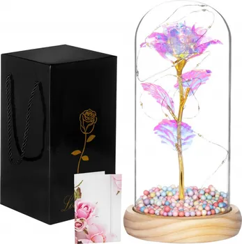 Umělá květina Springos Věčná růže ve skle s LED osvětlením