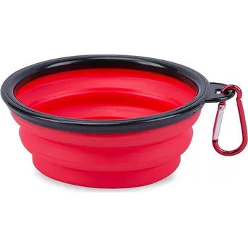 Miska pro psa Skládací silikonová miska | cestovní miska pro psa - červená,350 ml