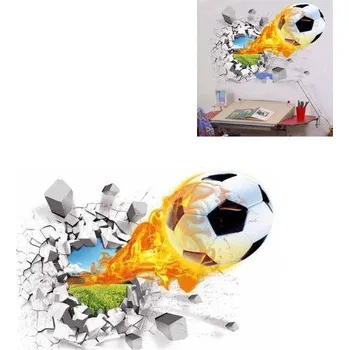Samolepící dekorace 3D nálepka na zeď | samolepka na stěnu, hořící míč - 50 x 70 cm