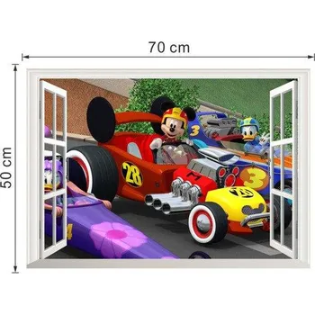 Samolepící dekorace Nálepka na zeď | samolepka na zeď Mickey Mouse, - závodní formule auto