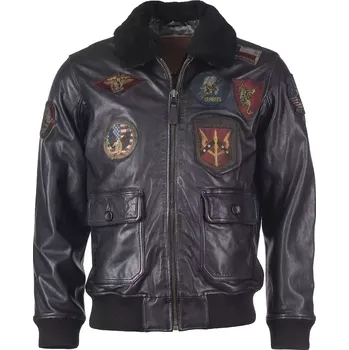 Pánský bomber TOP GUN® Kožená bunda TOP GUN® G-1 FLIGHT BOMBER s odepínatelným límcem černá