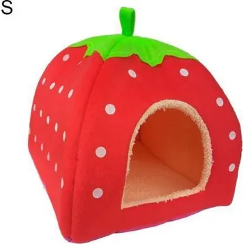 Pelíšek pro psa Domeček pro psa | pelíšek pro pejsky, styl bouda - červená jahoda,27 x 27 x 33 cm