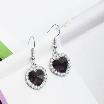 Náušnice Dámské náušnice | náušnice se srdíčkem - Černá