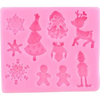 Nádoba na pečení Silikonová forma | forma na mýdlo, vánoční motiv - skřítek sob Santa strom sněhové vločky